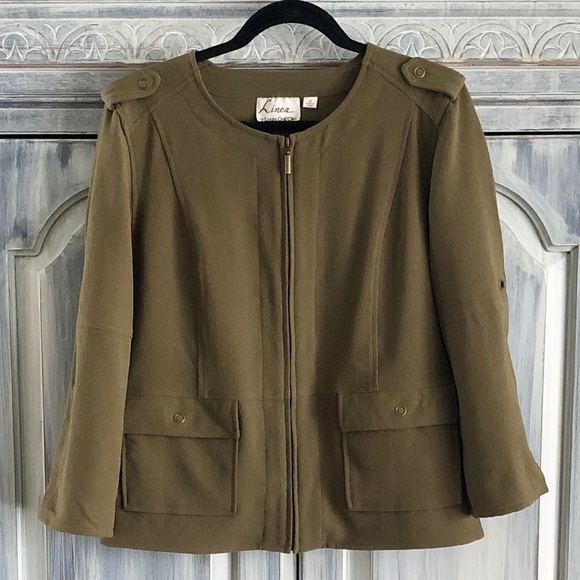 LINEA by Louis Dell'olio Fern Green Zip up Shirt - Picture 2 of 6